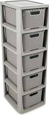 Produktbild von BRANQ Rattan 5 - Badezimmerregal / Badregal mit Schubladen / Ablagefach