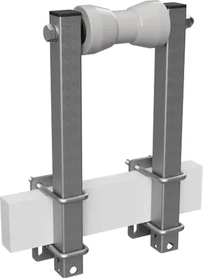 Image de Rouleau de quille en polyuréthane avec supports aide à la mise à l'eau des remorques de bateaux galvanisé SUPROD, B=160, L=450 mm, gris