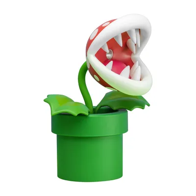 A Piranha Plant figure from the Super Mario video game series, emerging from a green pipe.