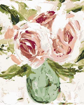 Produktbild von Zuty - Malen nach Zahlen - STILLLEBEN ROSEN IN EINER VASE (HALEY BUSH), 40x50 cm, ohne Keilrahmen