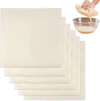 Produktbild von Seihtuch 6 Stück, 50 x 50 cm, Seihtuch, Passiertuch, Wiederverwendbar, für selbstgemachten Käse, Nussdrink, Beeren, Fruchtsaft und Gemüsesaft