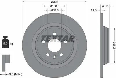 Produktbild von 2x TEXTAR Bremsscheibe 92162903 für VOLVO V70 III (135) V60 (155 157) 40 7mm