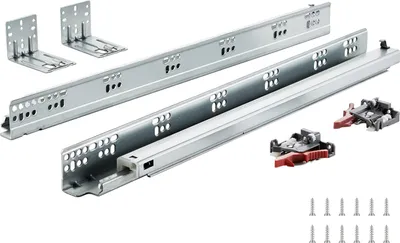 Produktbild von 10 Paar 533,4-mm-Schubladenschienen für die seitliche Montage an der Unterseite, vollständig kugelgelagerte Verlängerungsschiene aus Stahl, Schrankschienen mit Verriegelungsmechanismus 100 Pfund