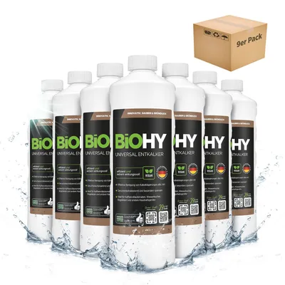 Produktbild von BiOHY Universal Entkalker + Dosierer, Entkalker flüssig, Kalkentferner, 9 x 1 l