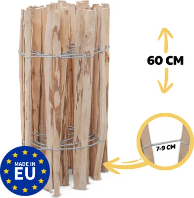 Produktbild von Staketenzaun Haselnuss Höhe 60 cm, Länge 5 Meter, Lattenabstand 7-9 cm