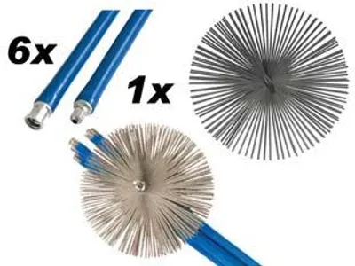 Obrázek produktu pro Sada pro čištění komínů – 6 tyčí o délce 140 cm + 1 kartáč o délce 25 cm