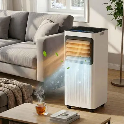 Produktbild von AIORBER Klimaanlage 9000 BTU/h, 4-in-1 Klimagerät, Heizfunktion, Entfeuchter, Fernbedienung, LED-Display, 24h Timer, Weiß