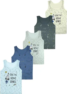 Produktbild von 5er Set Jungen Unterhemden - Space - Bunt