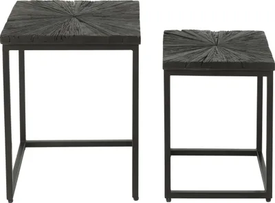 Produktbild von Set aus 2 Beistelltischen aus Holz und Metall