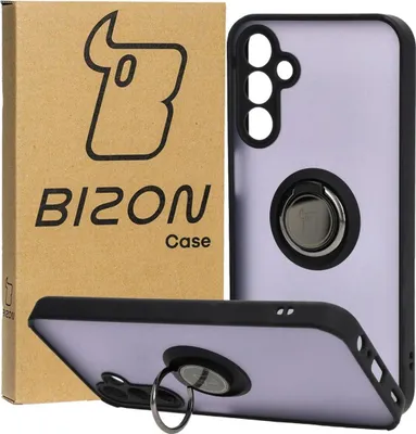 Produktbild von Bizon Case Hybrid Ring Fingerringhülle für Galaxy A15 5G/4G, Rauch mit schwarzem Rahmen