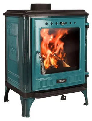 Produktbild von 365® Kaminofen Ferrox 55 türkis emailliert 7 kW Gusseisen A+