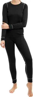 Produktbild von POLARDRY Damen Thermo Wäsche Set - Warme lange Unterwäsche - Schwarz-Grau M