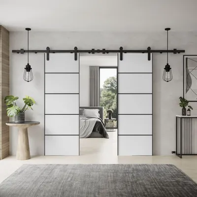 Produktbild von Schiebetür ALDER PLUS DUO mit Türdämpfer 172 cm Weiß