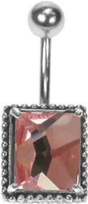 Produktbild von Bauchnabel Silber 925 Piercing Mit Kristall Elements Klassisch- Rosa