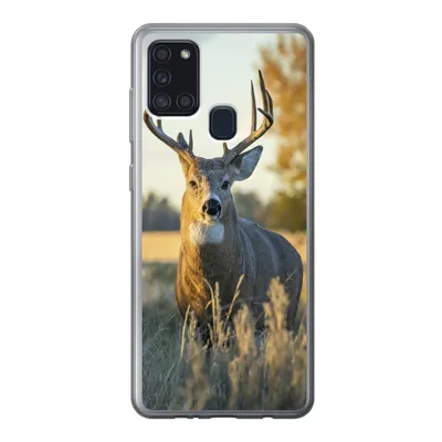 Produktbild von MuchoWow® Handyhülle Schutzhülle Hülle für Samsung Galaxy A21s Hirsche - Gras - Herbst - Geweih - Natur - Tiere Silikon Softcase Handy Hülle - Hartschale