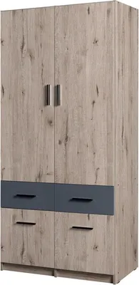 Obrázek produktu pro Kombinovaná šatní skříň 92 cm FUNZA 3 - dub wellington / grafitová