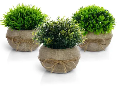 Image de Plante artificielle en pot, lot de 3. Plantes artificielles en plastique pour la décoration, petites plantes artificielles en pot, plantes artificielles pour la chambre, la salle de bains, la cuisine, l'appartement, la décoration d'intérieur.