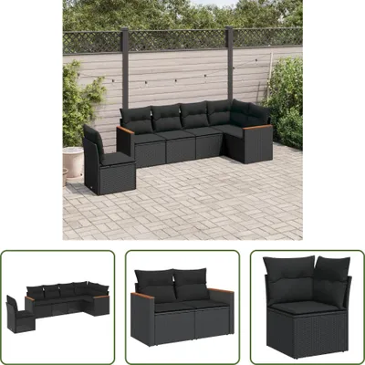 Produktbild von The Living Store 6-tlg. Garten-Sofagarnitur mit Kissen Schwarz Poly Rattan