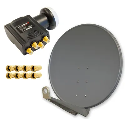 Produktbild von PremiumX DELUXE100 SAT Antenne Aluminium Anthrazit Quad LNB 8x F-Stecker