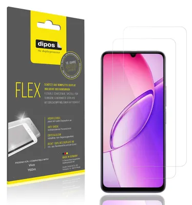Produktbild von 2x Schutzfolie für Vivo Y60m Folie, 100% Displayabdeckung, dipos Flex