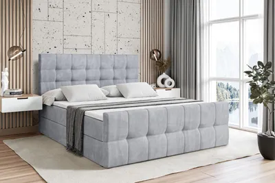 Produktbild von ALTDECOR Boxspringbett mit Matratze und Lattenrost  -  - BERO -Z  - 160x200 cm Grau Monolith - Boxbett, Fußteil, Topper, Polsterbett mit Bettkasten, Bett mit Stauraum H4 -Matratze, Doppelbett, Springboxbett
