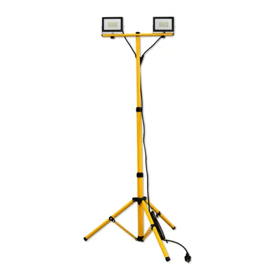 Produktbild von MasterLED Flutlicht SMD Tiga Set mit Stativ 2x30W 4500K Neutralweiß – 4800lm, IP65, Gelb/Schwarz, 230V – Aluminium für Baustelle & Werkstatt