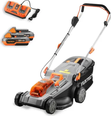 Immagine prodotto di Rasaerba Elettrico FUXTEC E2RM37 a Batteria 40V (2x20V) - Larghezza di Taglio 37cm, Altezza di Taglio Variabile, Senza Fili (Batteria Li-Ion & Caricabatterie Inclusi)
