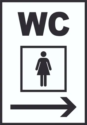 Produktbild von WC Damen rechts Schild A5 Rückseite selbstklebend