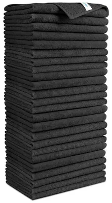 Produktbild von Mikrofaser Reinigungstücher 24 Stück, 30x30cm, Schwarz, Saugfähig, Fusselfrei, Streifenfrei