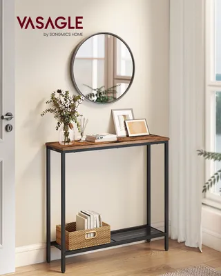 Produktbild von VASAGLE Konsolentisch, schmaler Beistelltisch, einfache Montage, Flur, 1 Gitterablage, 20 x 80 x 81,2 cm, braun-schwarz