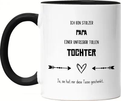 Produktbild von Stolzer Papa Tasse Schwarz Ironie Sarkasmus Tolle Tochter Geschenkidee Vatertag Geburtstag