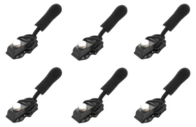 Reißverschlussschieber-Set, 6 Stück, 3 Größen, schwarz