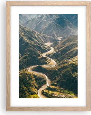 Produktbild von Gerahmtes Poster - Rahmen in heller Eiche - Berge Weg Wald - 30x40 cm - Wand Bild - Wanddeko - Wandbilder - Kunstposter - Wandposter - Bilderrahmen - Bilder - Kunstdruck - P2NPA30x40-4700