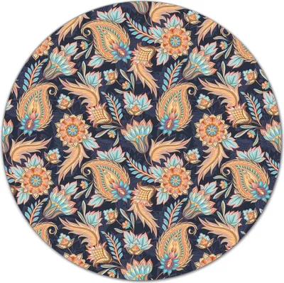 Produktbild von Glas Schneidebrett Herdabdeckplatten Schneideplatten Rund - 40 cm - Paisley blau