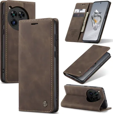 Immagine prodotto di Custodia OnePlus 12, retro custodia in Finto cuoio con funzione stand custodia protettiva per OnePlus 12 rame