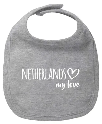 Produktbild von Huuraa Baby Lätzchen Netherlands my love Heather Grey Klettverschluss Baumwolle Latz Geschenkidee