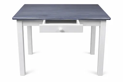 Produktbild von Magnetic Mobel Esstisch mit Schublade Küchentisch Tisch Restaurant Massiv Holz Kiefer (70x80, Grau/Blau)