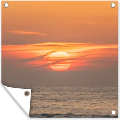 Produktbild von MuchoWow® 50x50 cm Outdoor-Poster Gartendeko Sichtschutz Garten Poster für den Garten  Sonnenuntergang auf dem Meer
