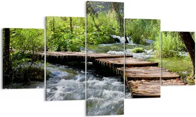 Produktbild von Bild auf Leinwand - Leinwandbild - Park natur grün bäume - 125x70cm - Wand Bild - Wanddeko - Leinwanddruck - Bilder - Kunstdruck - Wanddekoration - Leinwand bilder - Wandkunst - EA125x70-0356