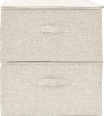 Produktbild von Cloris DesignMöbel Gartenboxen - Creme Aufbewahrungsboxen 2er-set Stoff 43x34x23cm Creme Schlichtes3567076