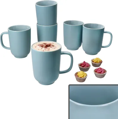 Produktbild von Ritzenhoff 6x Jasper Kaffeebecher 250ml H10,4cm Graublau Tee-Tassen 6 Personen