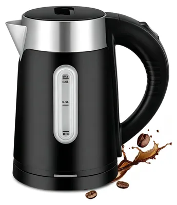 Wasserkocher 0,8 l, 1500 W, Edelstahl, Schwarz, Automatische Abschaltung