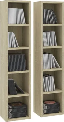 Produktbild von "Winter Sale" CD- & DVD-Regale - Braun CD-Regale 2er-set Sonoma-Eiche 21x16x93,5cm Holzwerkstoff DE1818008