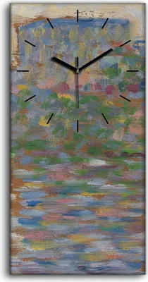 Produktbild von Leinwand Uhr Küche Wohnzimmer Bild Geräuschlos 30x60 Die Seine in Courbevoie - schwarze Hände