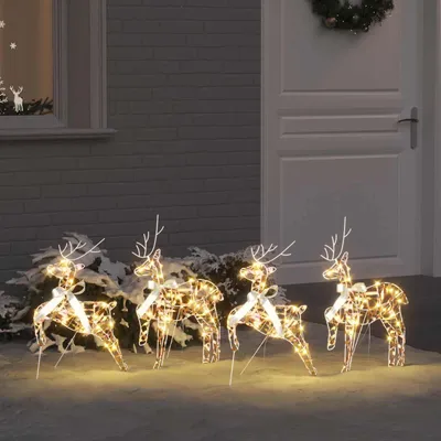 Imagen del producto de vidaXL, ciervo navideño, 4 unidades, 80 LEDs, luz blanca cálida