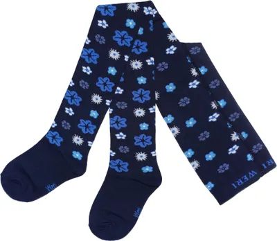 Produktbild von Kinderstrumpfhosen für Mädchen aus Baumwolle Gänseblümchen Marine Größe 110-116