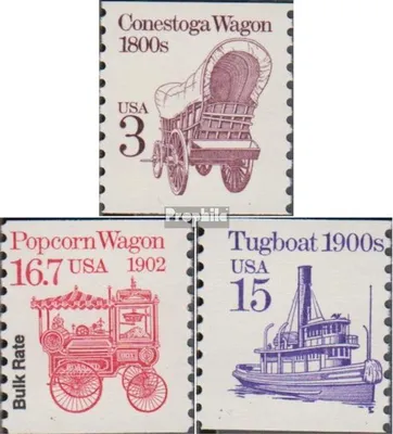 Produktbild von Briefmarken USA 1988 Mi 1971,1989,1990 (kompl.Ausg.) postfrisch Fahrzeuge - Conestogawagen