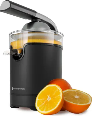 Produktbild von KitchenBrothers Zitruspresse - Elektrische Orangenpresse und Zitronenpresse - Mit Ausguss und Presshebel - Luxus - 0,35L - Schwarz