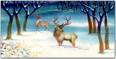 Produktbild von Coloray Bild aus Acryl 100 cm x 50 cm - Acrylblock mit Bild Gehärtetes Acryl Wohnzimmer Dekoration Wanddekoration Küche - Winter Hirsch Baum