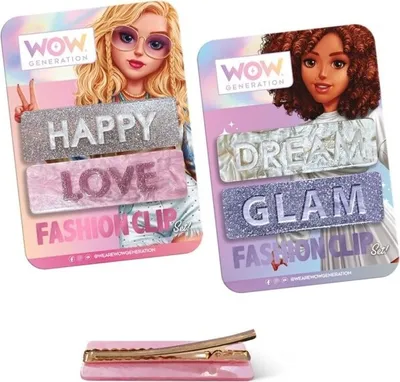 Image de Set de pinces à cheveux WOW generation avec message, assortiment